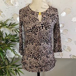 Vince Camuto Animal Print Quarter Sleeve Top